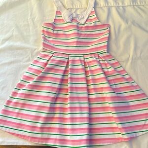 Janie and Jack almost new pink, green and white striped dress size 10